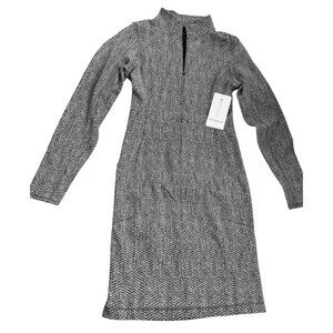 Athleta Womens Black & White Patterned Knit Long-Sleeve Dress Size M